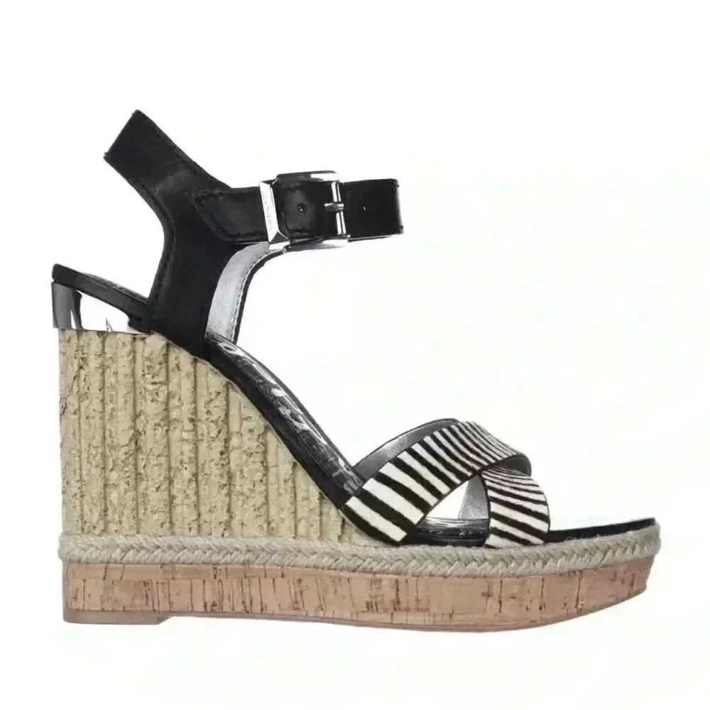 Sam Edelman zebra print clay wedge sandals